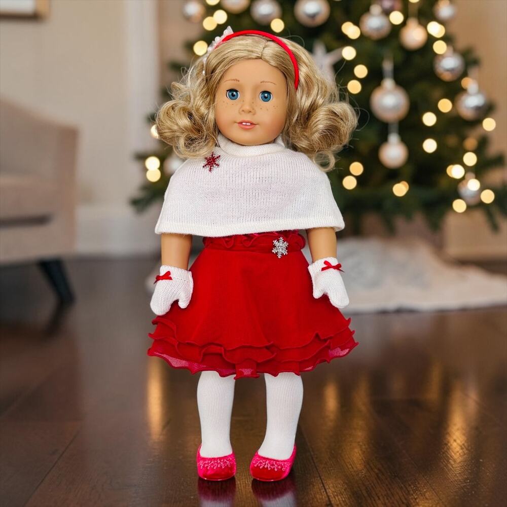 American Girl JLU Doll #56 in Merry & Bright Dress with Accessories
